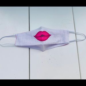Handpainted  pink Lips  Face Mask.